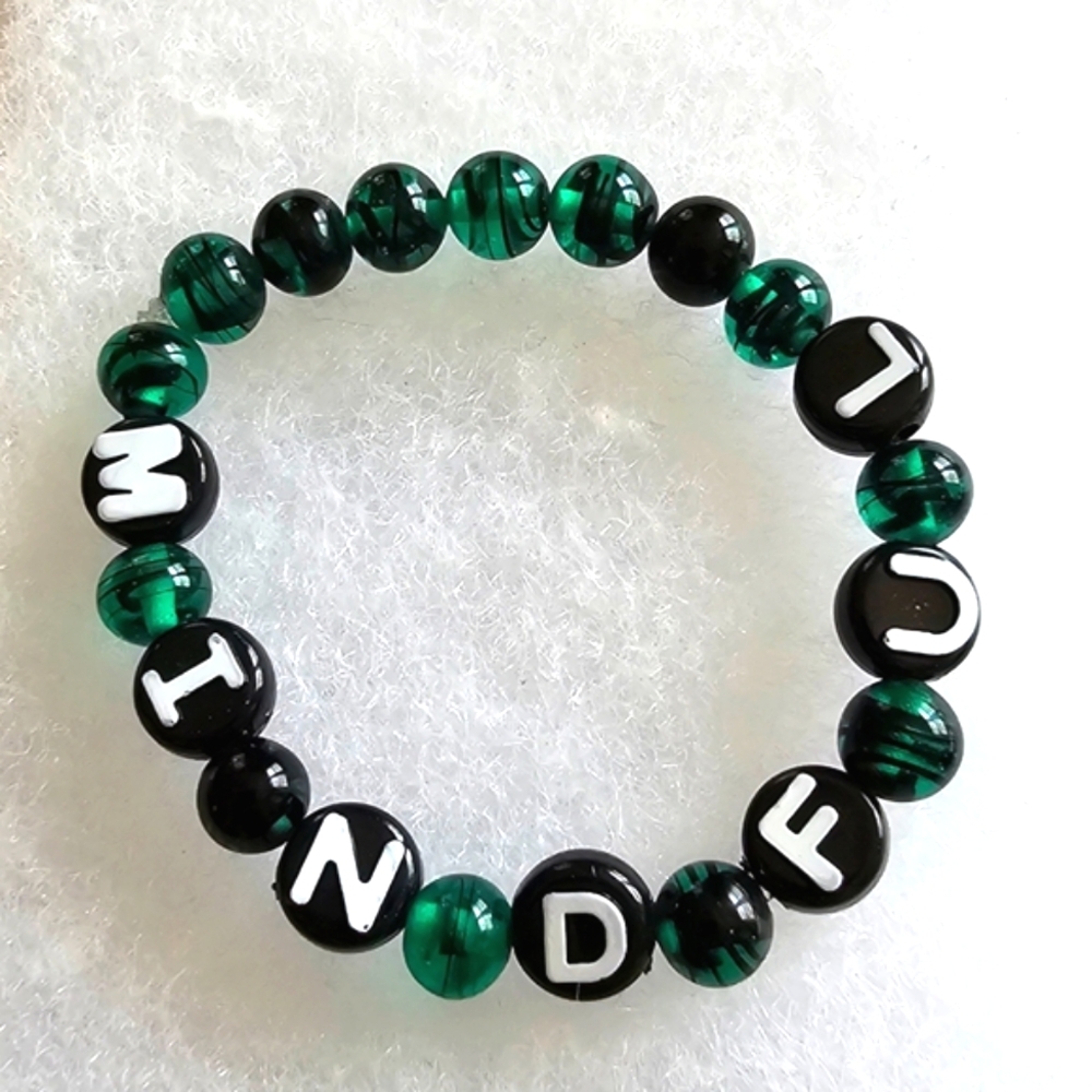 Handmade "Mindful" bracelet mantra mindfulness meditation affirmation